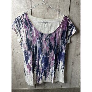 Relativity Womens Studded Navy Purple White Cap Sleeves Shirt Size Small. A47